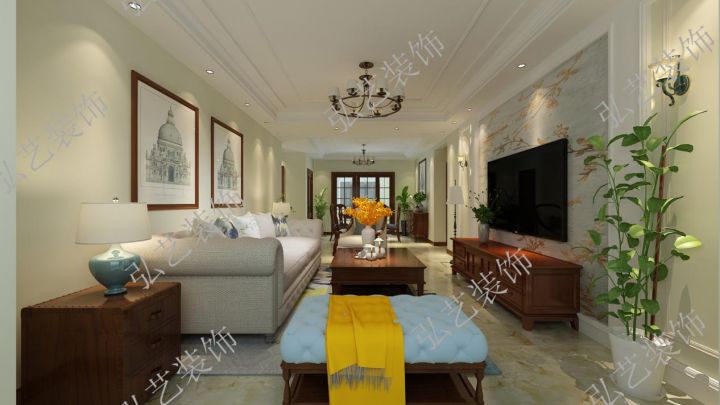 景泰翰林-120平米-美式風格效果圖